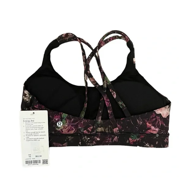 Lululemon Energy Bra Floral Illusion Antique White Multi Size 10 - Picture 5 of 8